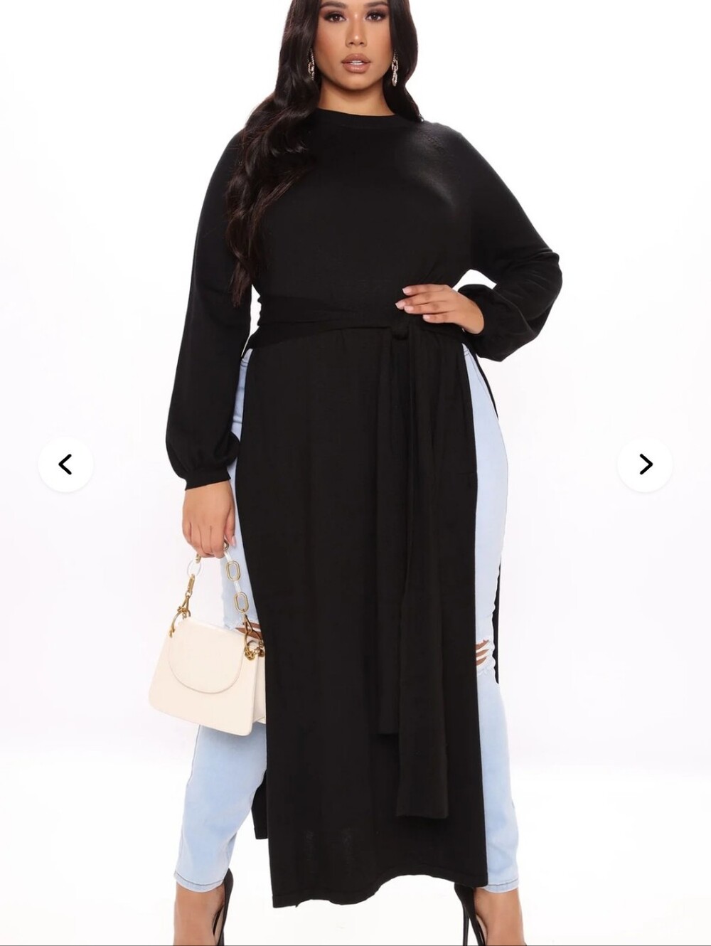 Brand New Long Black Tie-Waist Maxi Tunic - Picture 3 of 8